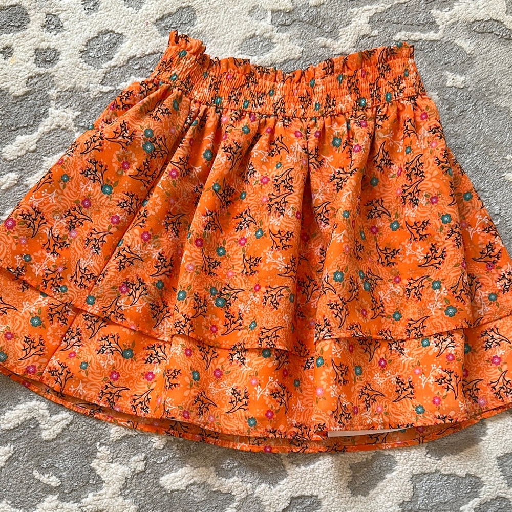 American Girl / Janie and Jack Floral Orange Skirt